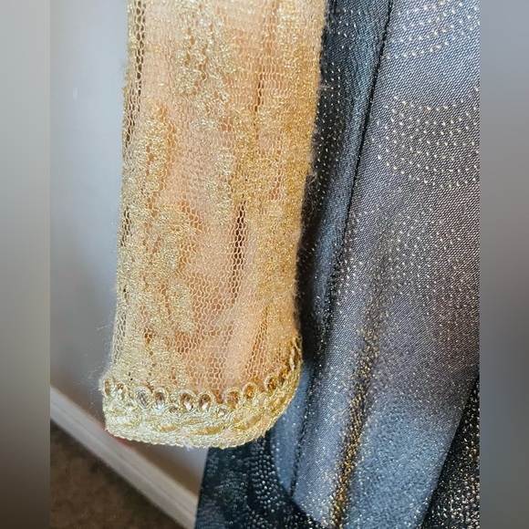 Beautiful Arabian kaftan gold, green and black dress, matching pants - Picture 5 of 16